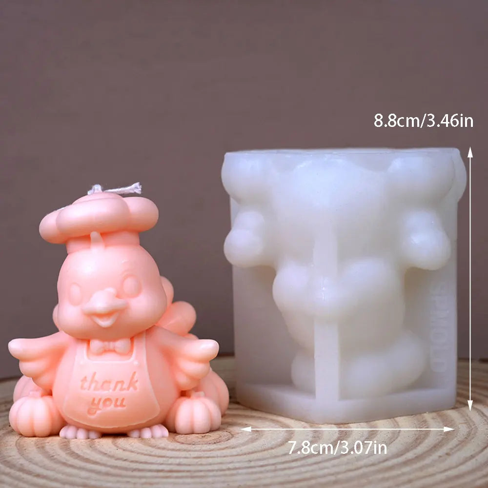 Seated Chicken Silicone Scent Candle Mold Smile Turkey Plaster Resin Mold DIY Animal Handmade Craft Thanksgiving Christmas Decor