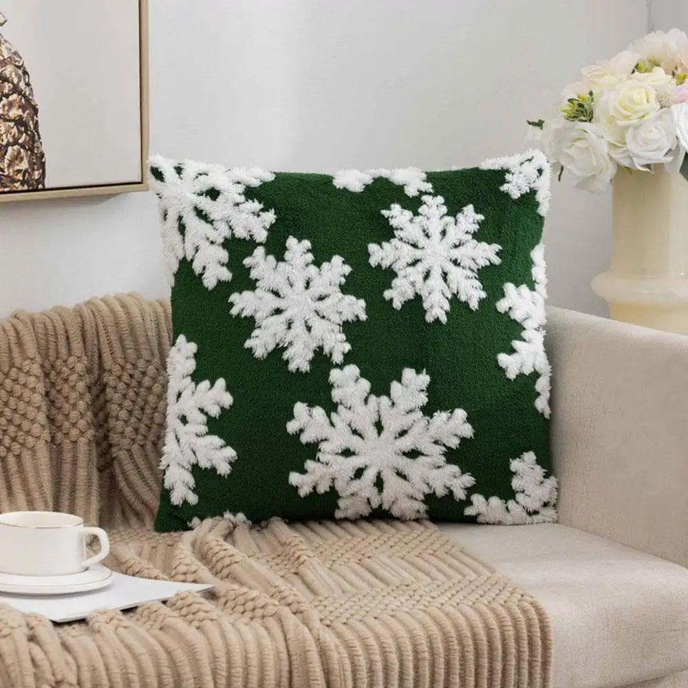 Merry Christmas Snowflake Velvet Pillow Covers Festive Christmas Decor Snowflake Decorative Cushions Pillowcase 45x45 Pillowslip