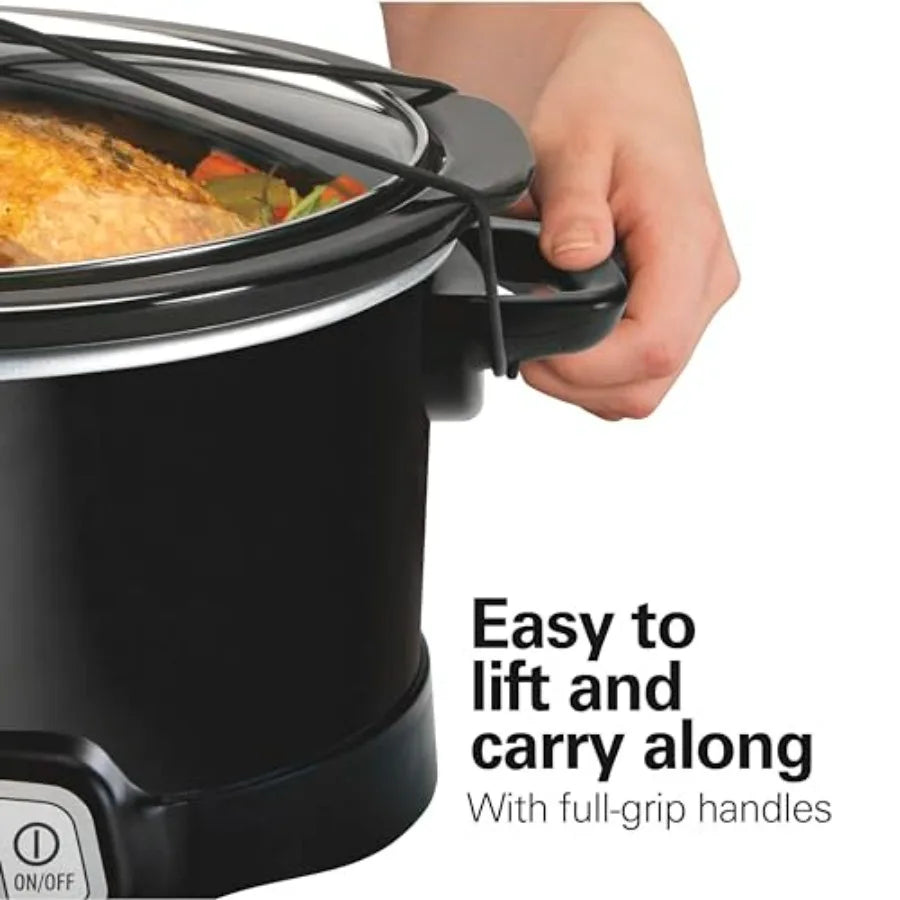 7 Quart Programmable Slow Cooker with Three Temperature Settings, Lid Latch Strap for Easy Travel, Dishwasher Safe Crock