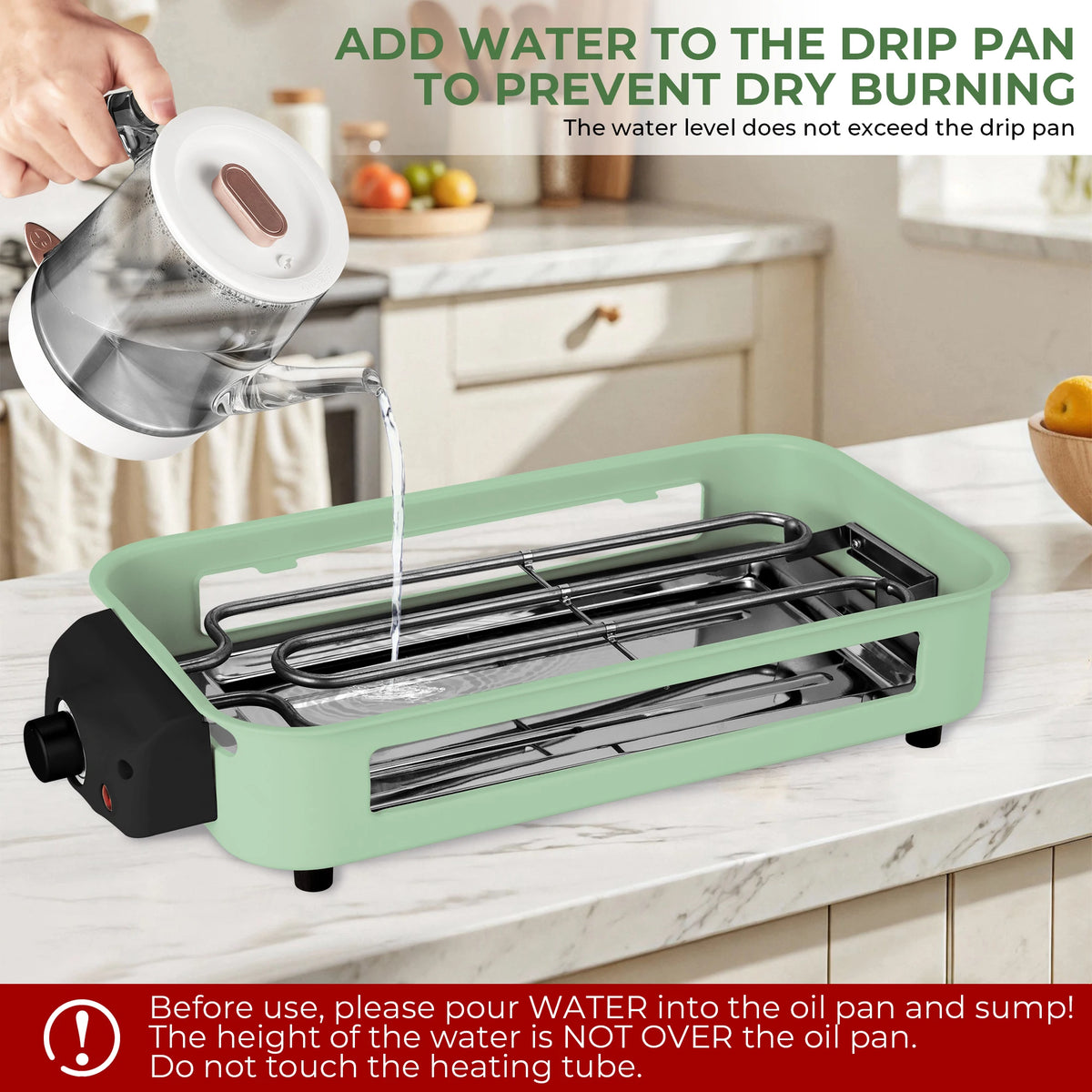 1500W 2-in-1 Electric Grill Pan Non-Stick Smokeless BBQ Grill with Removable Plate for Home Kitchen