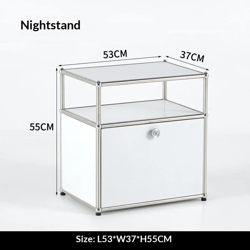 Modern Minimalist Stainless Steel Multi Tier Storage Side Cabinet Sofa Bedroom Bedside Living Room Home Decor Novelty New Indoor