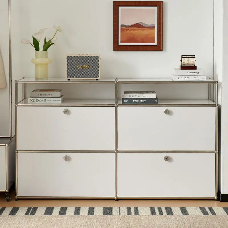 Modern Minimalist Stainless Steel Multi Tier Storage Side Cabinet Sofa Bedroom Bedside Living Room Home Decor Novelty New Indoor