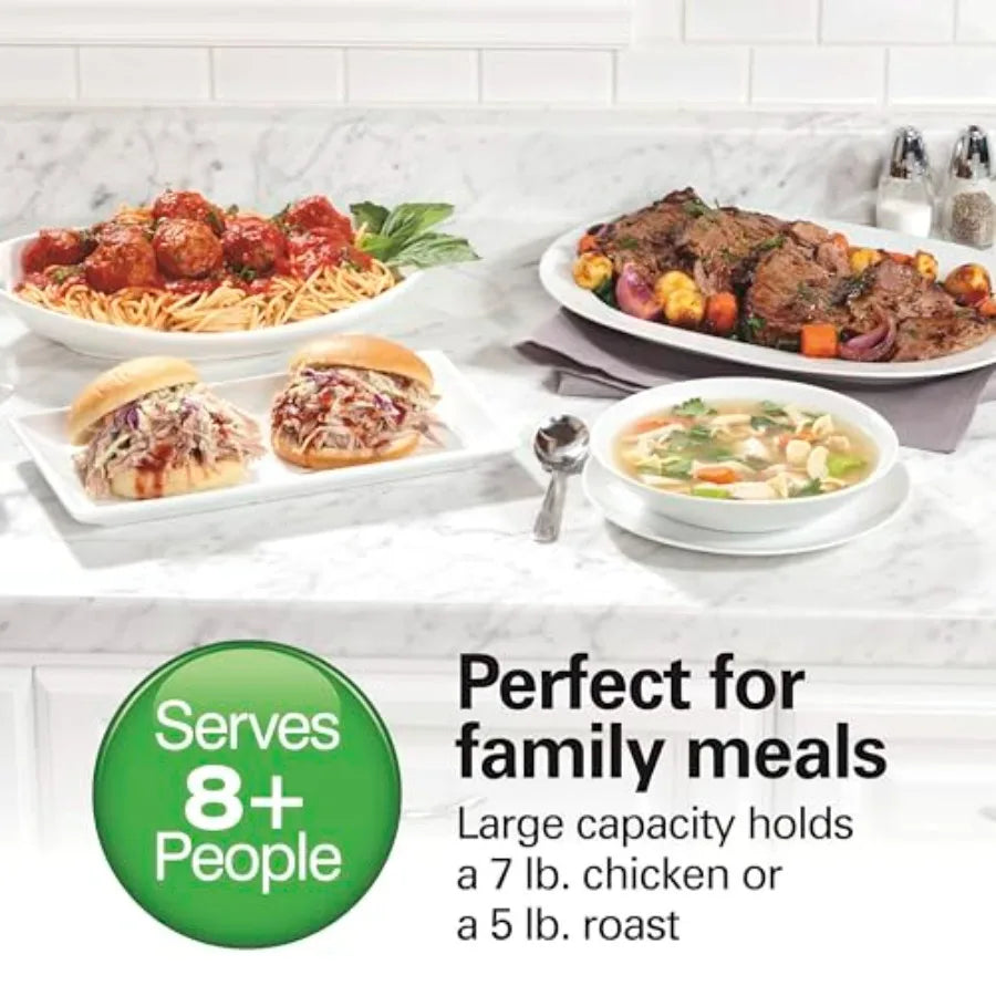 7 Quart Programmable Slow Cooker with Three Temperature Settings, Lid Latch Strap for Easy Travel, Dishwasher Safe Crock