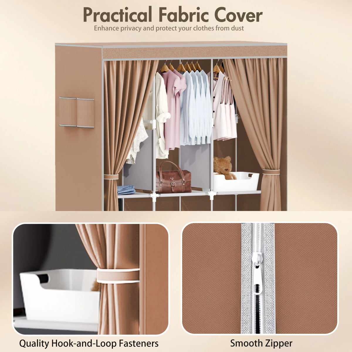 51-Inch Portable Closet Dustproof Multi-layer Wardrobe Organizer Home Storage Rack for Bedroom And Shoes - Quick & Easy Assembly