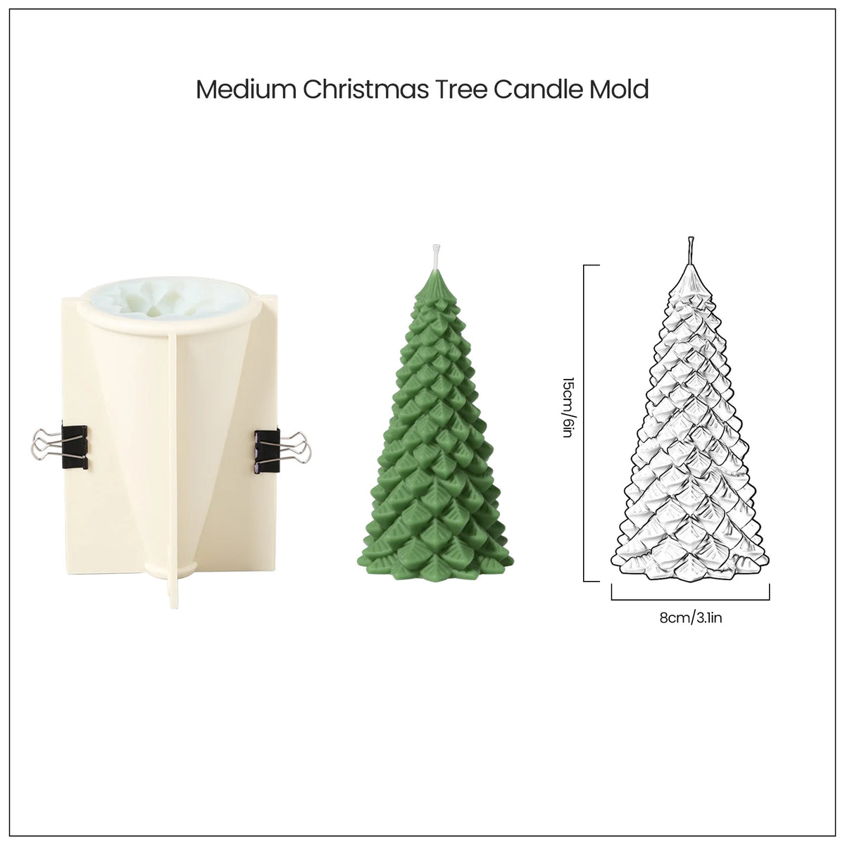 Christmas Tree Candle Silicone Mould for Scented Aromatic Handicraft Christmas Decor Handmade Candle Making Holiday Gifts