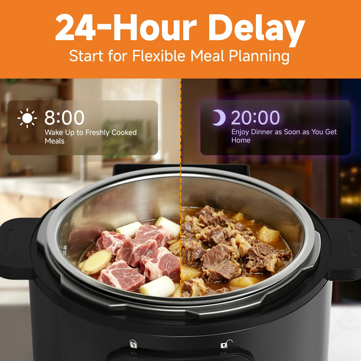 CARORI 6Qt Pressure Cooker, 9-in-1, 12 Presets IMD Touchscreen,  Multi-Mode: Slow Cook, Rice Cook, Steam,Dual Inner Pots (Stainless Steel & Non-Stick),1000W