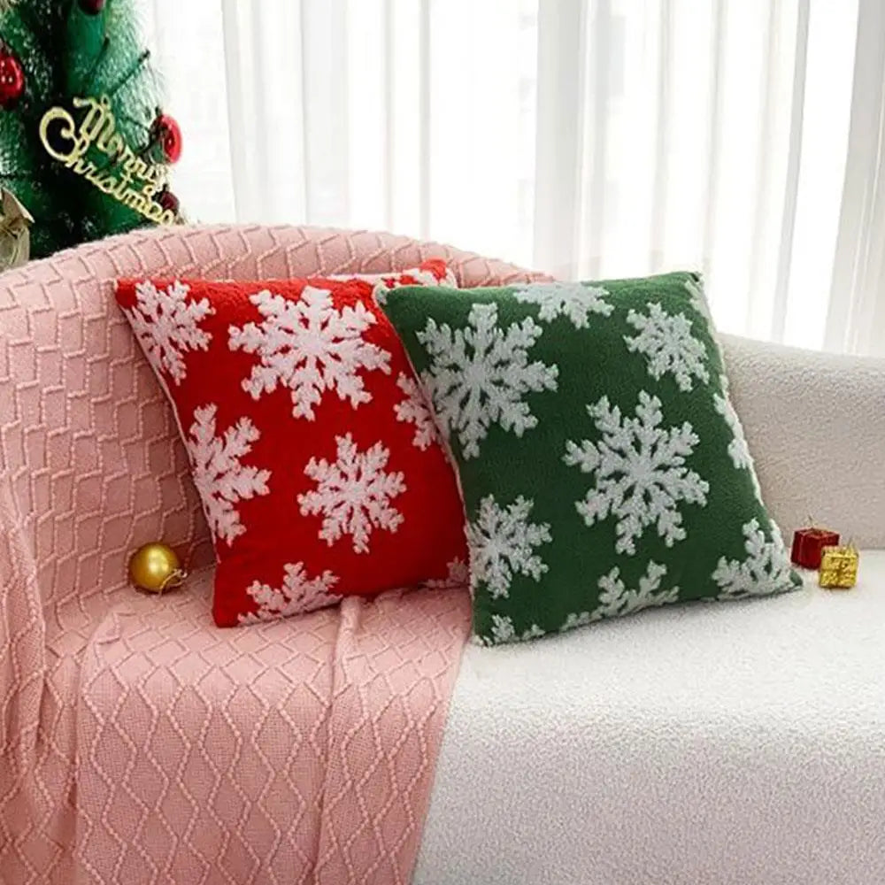 Merry Christmas Snowflake Velvet Pillow Covers Festive Christmas Decor Snowflake Decorative Cushions Pillowcase 45x45 Pillowslip