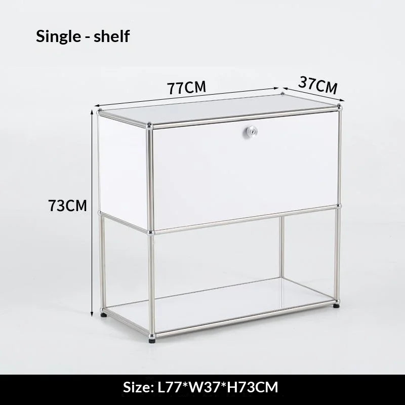 Modern Minimalist Stainless Steel Multi Tier Storage Side Cabinet Sofa Bedroom Bedside Living Room Home Decor Novelty New Indoor