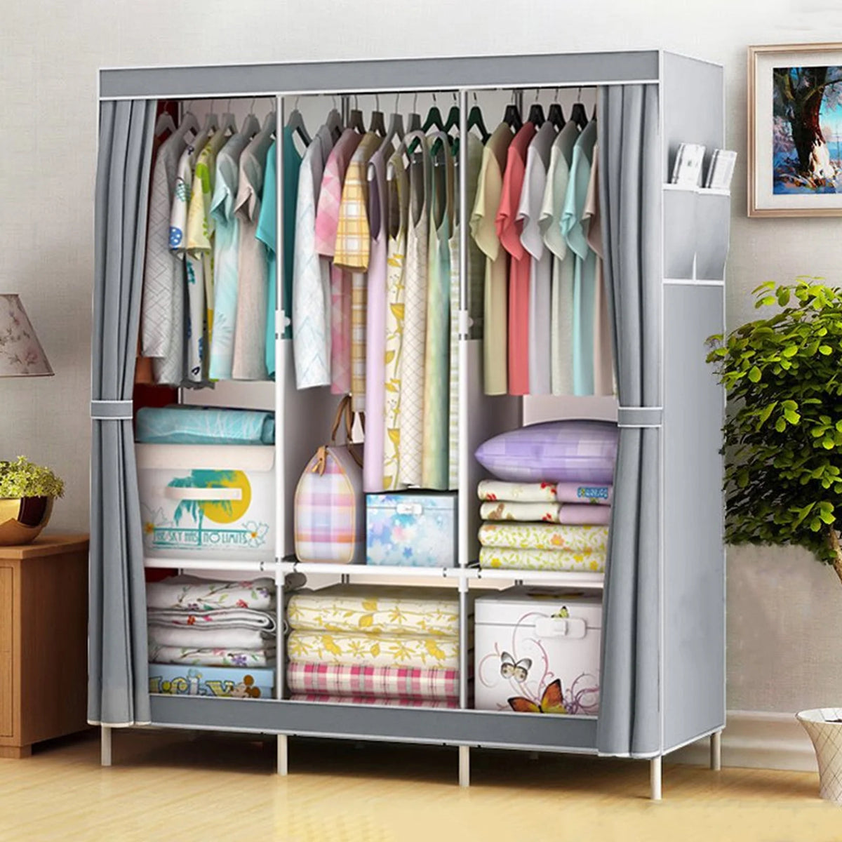 51-Inch Portable Closet Dustproof Multi-layer Wardrobe Organizer Home Storage Rack for Bedroom And Shoes - Quick & Easy Assembly