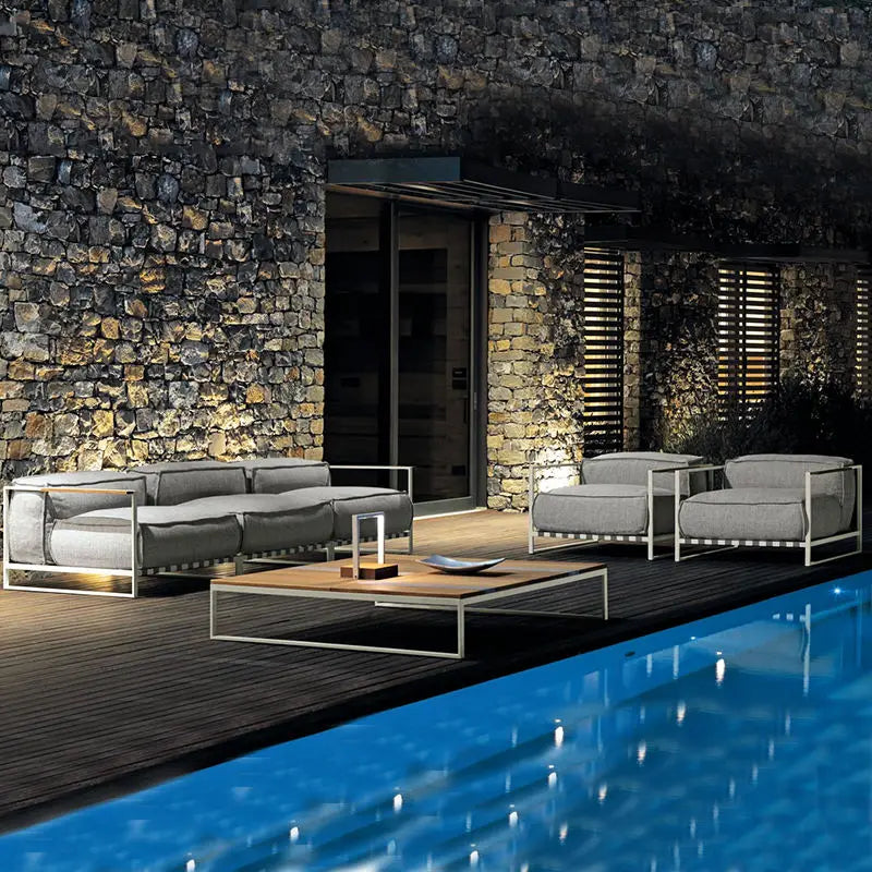 Metal Balcony Furniture Set, Mediterranean Luxury Home Leisure Terrace Furniture Cushions, Outdoor Furniture, Garden Metal Sofa