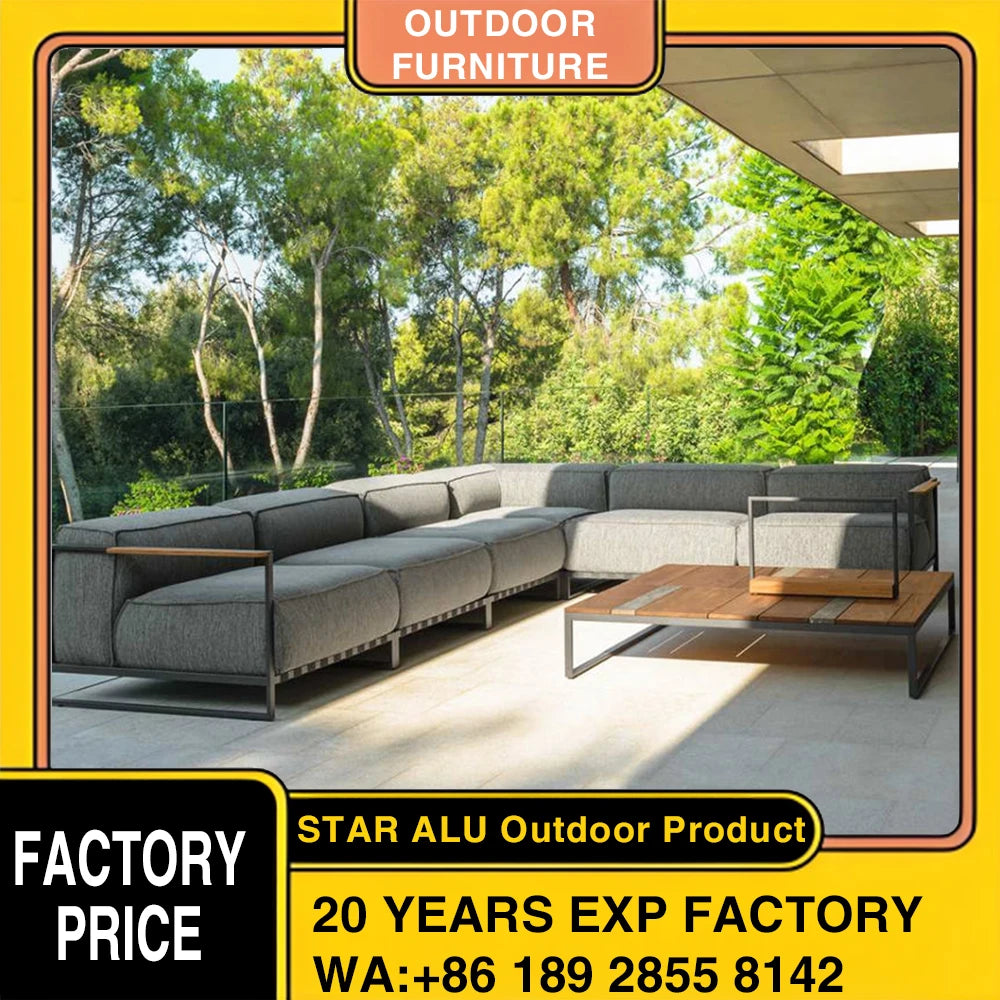 Metal Balcony Furniture Set, Mediterranean Luxury Home Leisure Terrace Furniture Cushions, Outdoor Furniture, Garden Metal Sofa