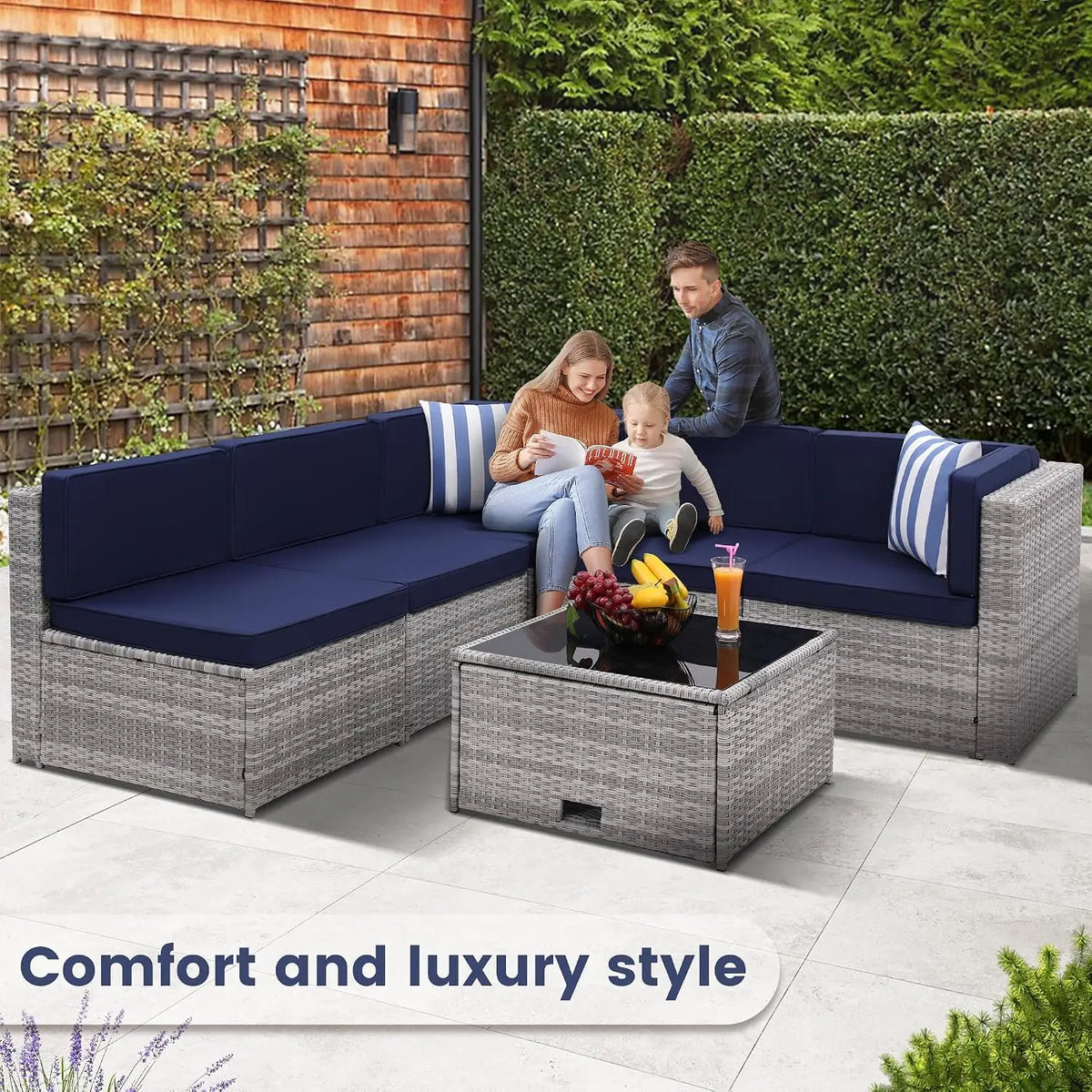 8 Piece Patio Furniture Set, Outdoor Modular Conversation Set, Custom