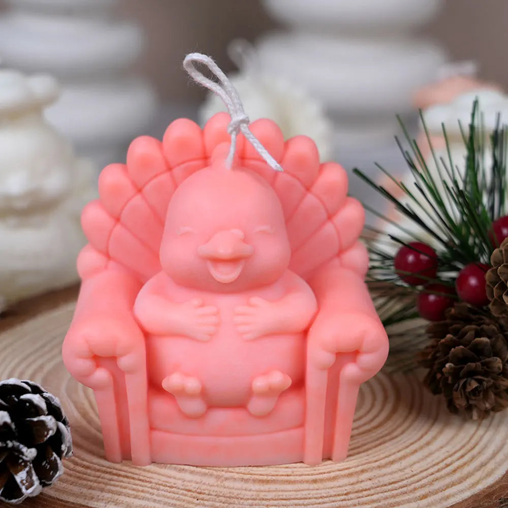 Seated Chicken Silicone Scent Candle Mold Smile Turkey Plaster Resin Mold DIY Animal Handmade Craft Thanksgiving Christmas Decor