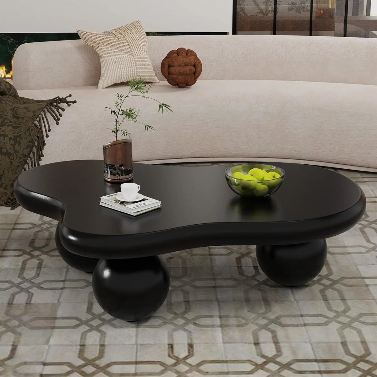 Farmhouse Round Fluted Coffee Table with Storage (G31.49) | Rustic Modern, Circle Center Table, Solid Wood Base,, Customized