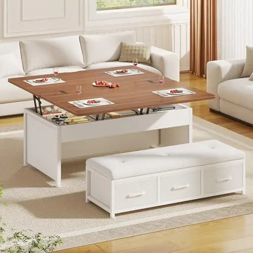 Lift Top Coffee Table Set, 43'' Multi-Function Coffee Table with Storage Drawers and Hidden Compartment, Center Table