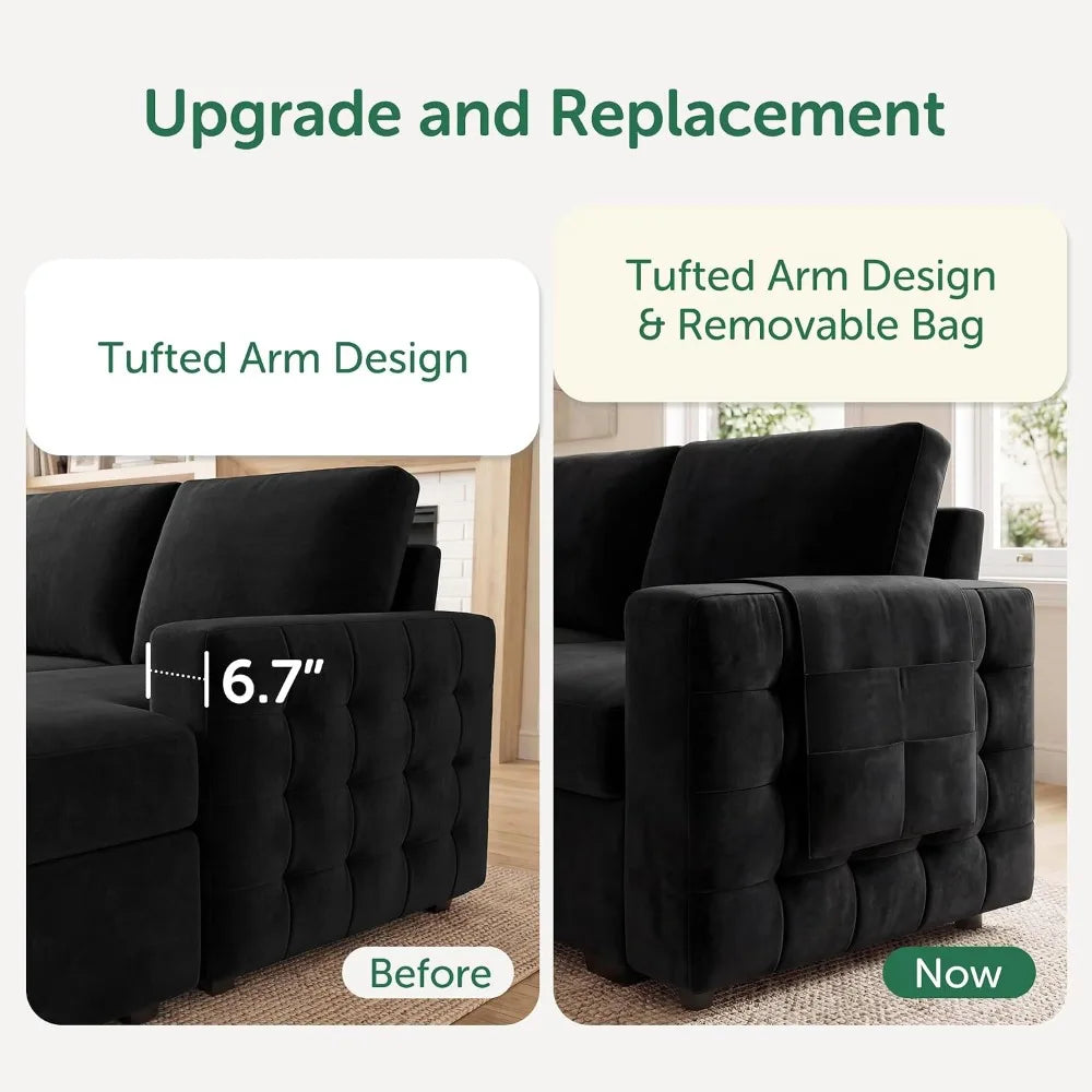Sectional Sleeper Sofa with Pull Out Bed U-Shape Sectional Couch with Storage Chaise 6 Seater Sleeper Sectional, Customized