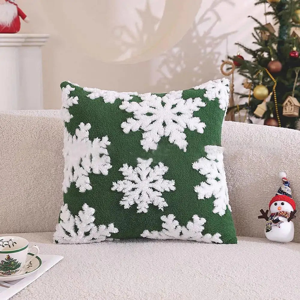 Merry Christmas Snowflake Velvet Pillow Covers Festive Christmas Decor Snowflake Decorative Cushions Pillowcase 45x45 Pillowslip
