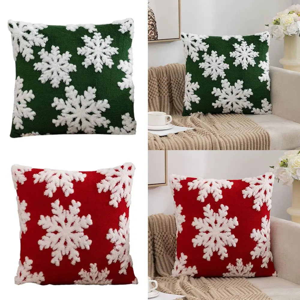 Merry Christmas Snowflake Velvet Pillow Covers Festive Christmas Decor Snowflake Decorative Cushions Pillowcase 45x45 Pillowslip