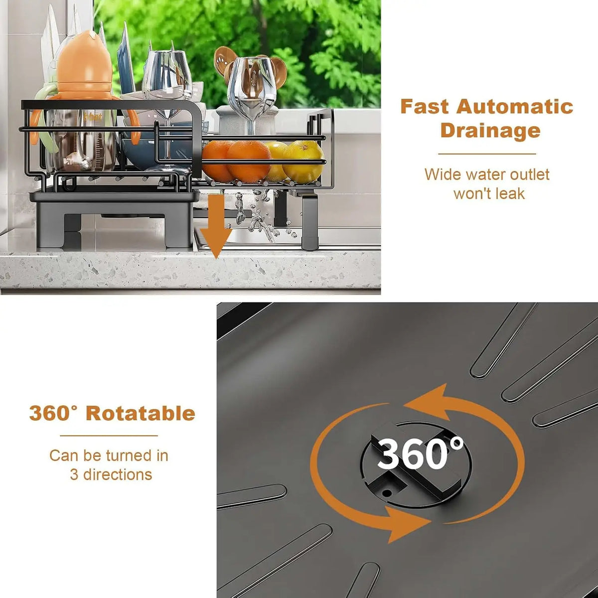 2 Tier Stainless Steel Dish Rack Drying Storage Shelf Space Saving Kitchen Drainage Shelf Utensils Countertop Bowl Practical Storage Organizer Holder