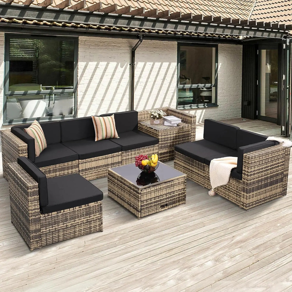 8 Piece Patio Furniture Set, Outdoor Modular Conversation Set, Custom