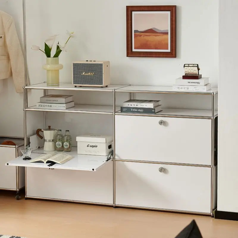 Modern Minimalist Stainless Steel Multi Tier Storage Side Cabinet Sofa Bedroom Bedside Living Room Home Decor Novelty New Indoor