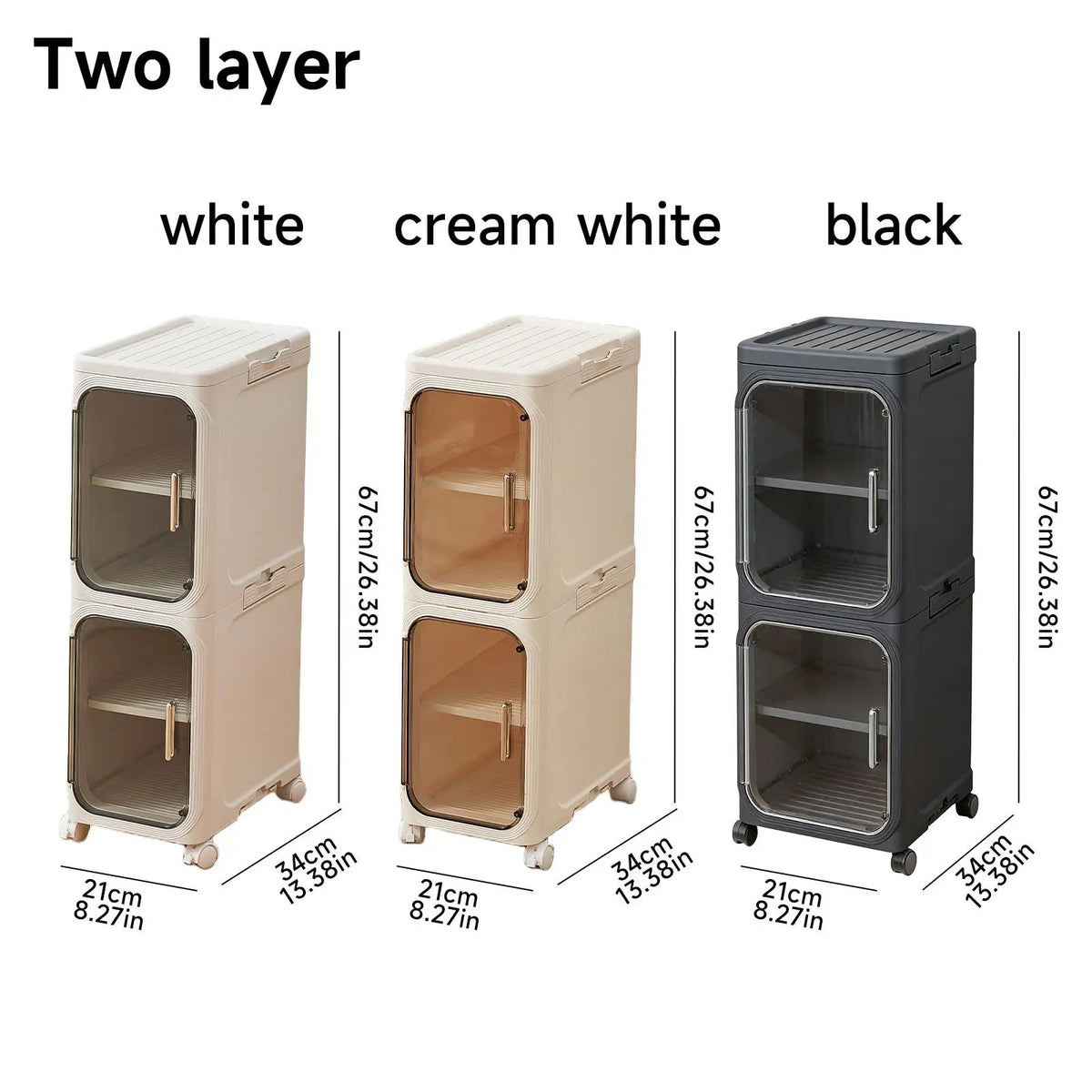 4-Tier Tall Narrow Storage Cabinet Plastic Slim Organizer with Doors Adjustable Shelves Wheels Stackable Collapsible Space Saving Crevice Shelf For Small Spaces Bathroom Kitchen Cupboard Mobile Rack