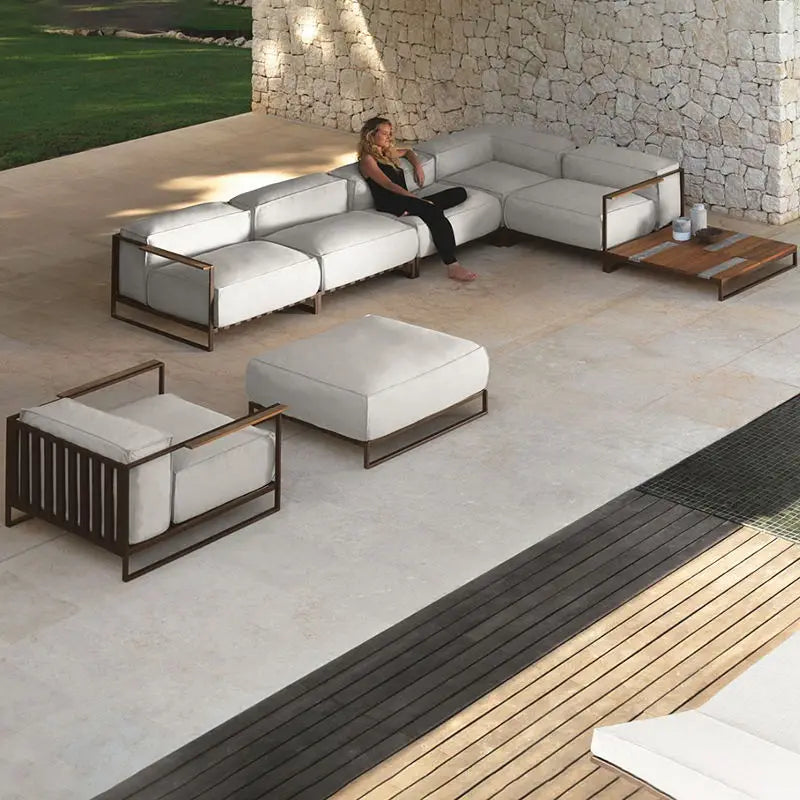 Metal Balcony Furniture Set, Mediterranean Luxury Home Leisure Terrace Furniture Cushions, Outdoor Furniture, Garden Metal Sofa