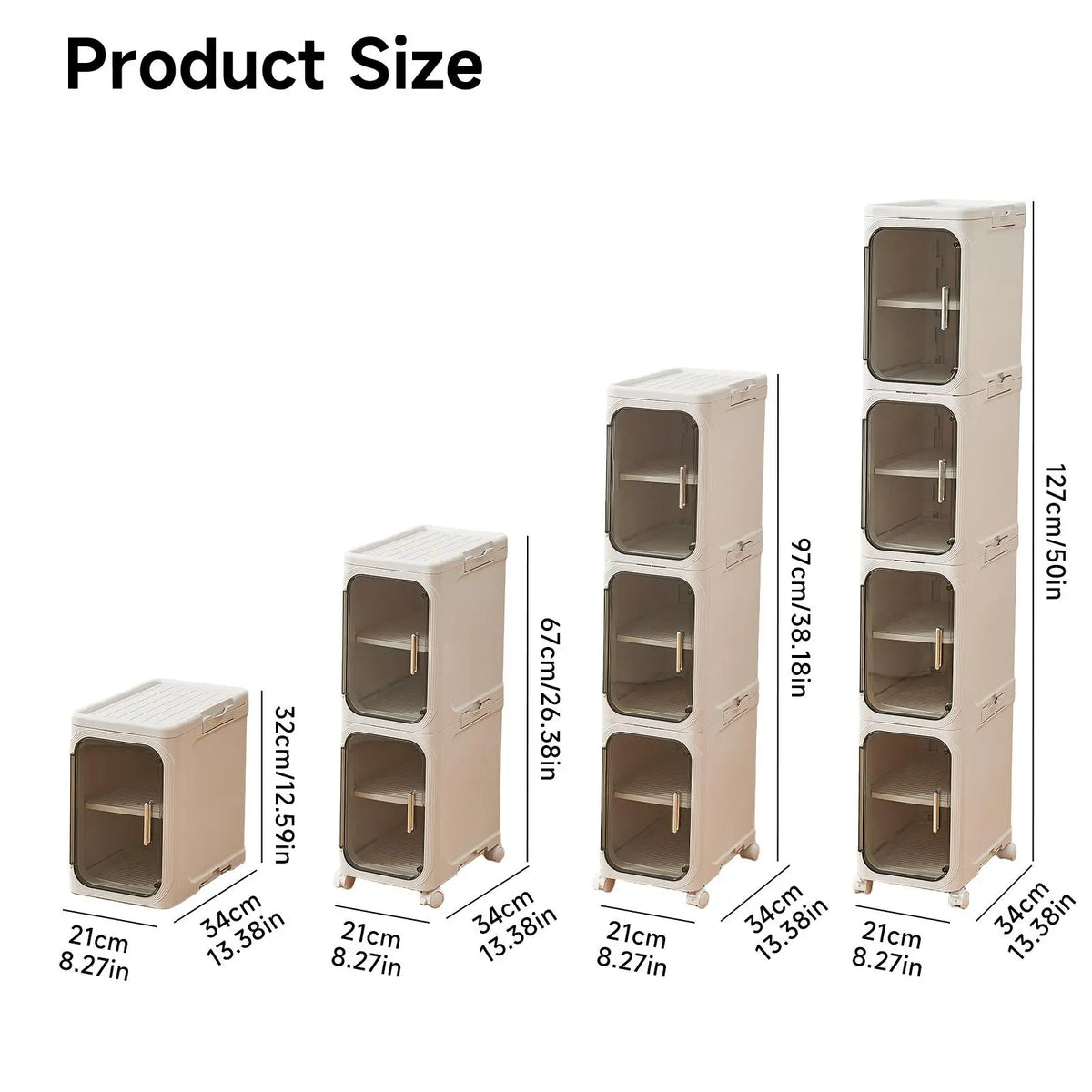 4-Tier Tall Narrow Storage Cabinet Plastic Slim Organizer with Doors Adjustable Shelves Wheels Stackable Collapsible Space Saving Crevice Shelf For Small Spaces Bathroom Kitchen Cupboard Mobile Rack