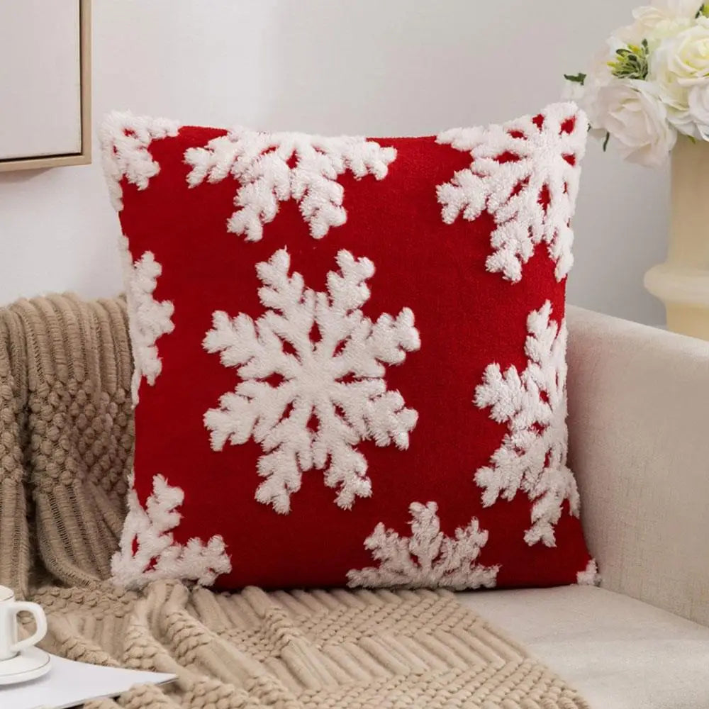 Merry Christmas Snowflake Velvet Pillow Covers Festive Christmas Decor Snowflake Decorative Cushions Pillowcase 45x45 Pillowslip