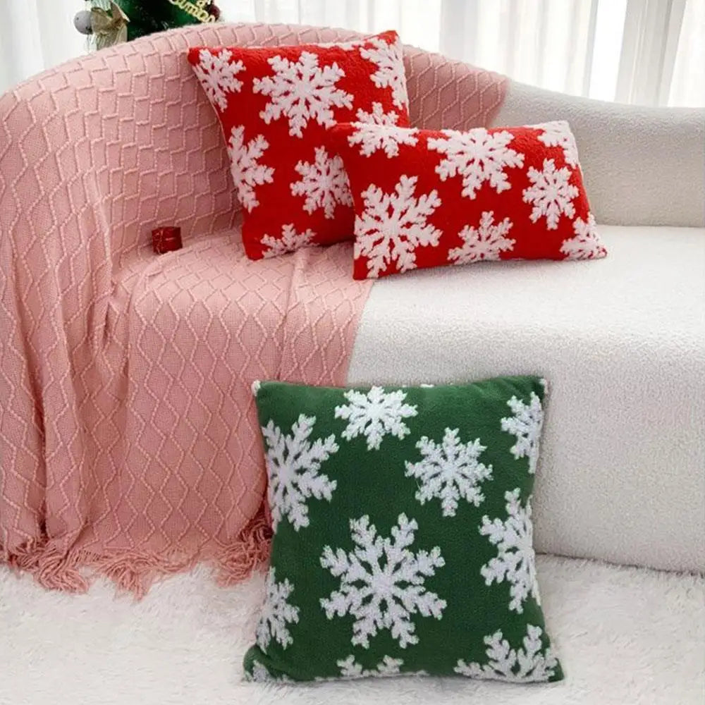 Merry Christmas Snowflake Velvet Pillow Covers Festive Christmas Decor Snowflake Decorative Cushions Pillowcase 45x45 Pillowslip