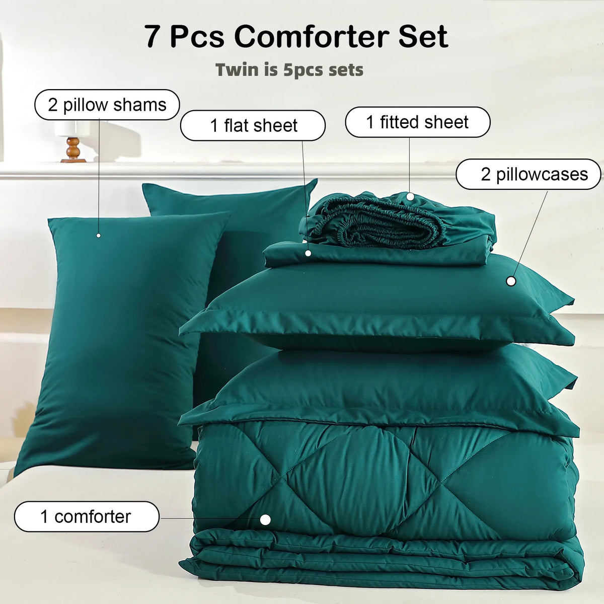 5pcs/7pcs Twin Full Queen King Bedding Sets Home Decor Comforter Flat Sheet Fitted Sheet Pillowcases Sleeping Sets